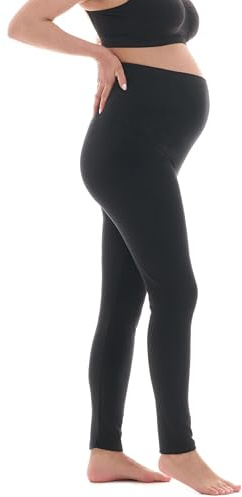 Herzmutter Umstandsleggings Baumwolle OekoTex 100 - Leggings Schwangerschaft - weiche-blickdichte - Umstandsmode Leggings - warmes Material - 1500 (L-XL, Schwarz)