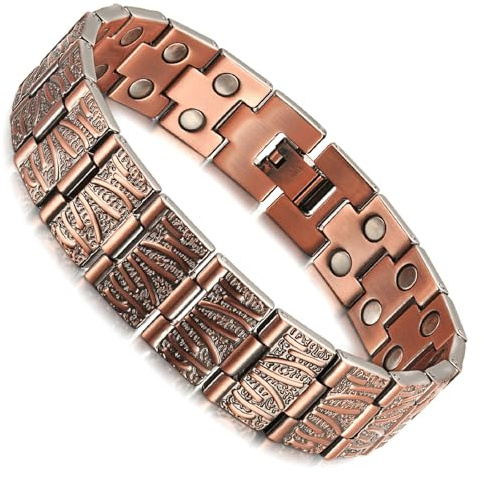 RainSo Magnetarmband für Herren mit 99,9% Reinkupfer | Deutsches Design & 38 Magnete bis 3800 Gauss | Verstellbares Kupferarmband gegen Oxidation | Inkl. Werkzeug & Geschenkbox