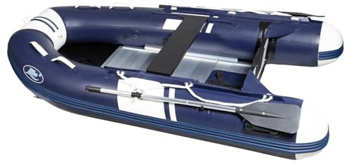 HIBO PRO Schlauchboot 3.60 - Schlauchboot mit Aluboden - 1.2 mm 2000 Denier PVC - Aufblasbarer Kiel - Polyester Spiegel - Beiboot - Dunkelblau/Weiß