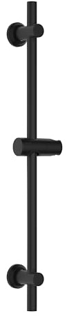 Görbach Duschset Edelstahl Duschstange mit Verstellbarer Duschkopfhalterung, Bohrlöcher-kompatible Wandhalterungen, Passend für Standard-Handbrausen, Brausestange 70 cm Schwarz