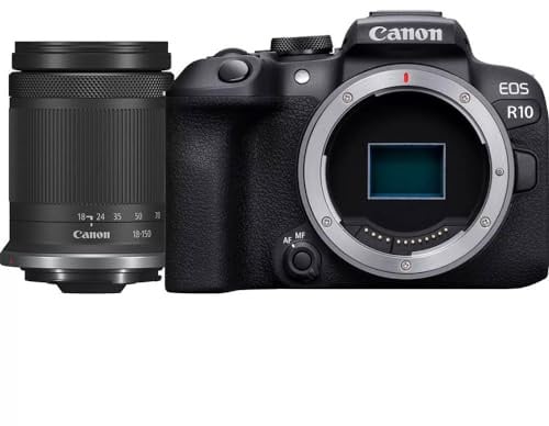 Canon EOS R10 Kamera spiegellose Camera + RF-S 18-150mm F4.5-6.3 is STM Objektiv (Hybridkamera, DSLR Upgrade, 15 B/s, 4K Videos, Dual Pixel CMOS AF II Fokussystem, WLAN) schwarz