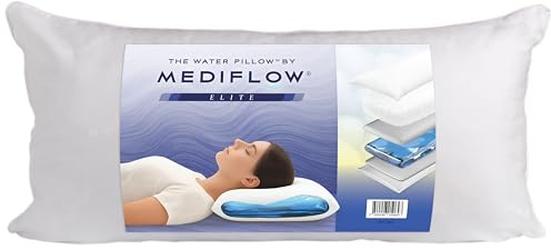 Mediflow Wasserkissen - Elite Collection Faserkissen Orthopädisches Kissen zur Linderung von Nackenschmerzen Verstellbares Wasserkissen zum Schlafen, Weiß (40 x 80 cm)