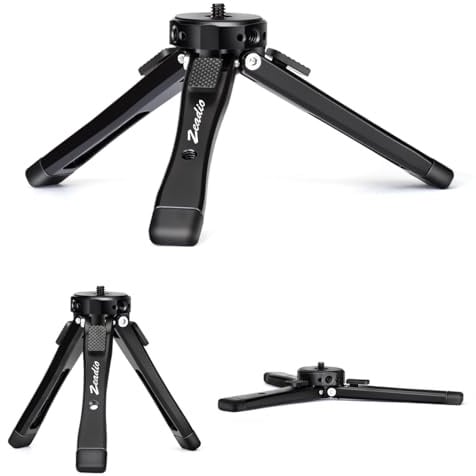 Zeadio Hochleistungs Mini-Metall-Stativ : Universales Kleintischstativ für Kamera, Gimbal, Action-Cam, Camcorder, Mikrofon, LED-Licht etc. (40kg/88lb Tragkraft)