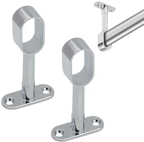 2er-Pack ovale Garderobenstangen, verchromter Stahl, Rohrlager für Seitenwandschränke, Kleiderstangenlager, Mittelstangenhalterungen, Garderobenstangenhalterungen für ovale Kleiderstangen
