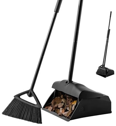 Eyliden Kommerzielles Besen und Kehrschaufelset Set mit Langem Griff, Aufrechter Kehrmaschine und Kehrschaufel Combo für den Innen- und Außenbereich, Gartenarbeit, Fabriken, Schulen, Straßen