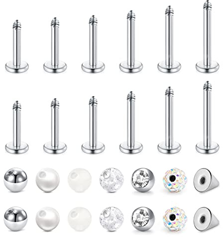 Longita 16G Helix Piercing Stab mit Ersatzkugeln Tragus Piercing Labret Piercing Lippe Ohrringe Helix Ohrstecker Conch Knorpel Ohr Piercing Tragus Helix Piercing