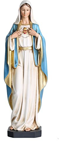 BC Statue Unbeflecktes Herz der Maria, gesegnete Jungfrau Maria, Mutter für Altar, handbemalt, religiöse Geschenke für Mutter, 25,4 cm hoch, handgefertigt von Buildclassic