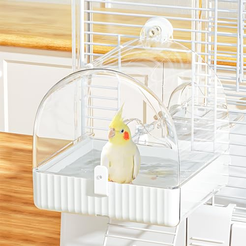 BUCATSTATE Hängende Badehaus für Vogelkäfig, 3 in 1 Vogelbadewanne, Schüssel, Haus Vogeltränke Schüssel Vogelkäfig Zubehör für Unzertrennliche, Finken, Sittiche, Mannikin