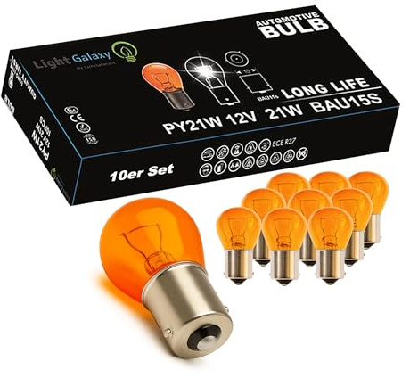 Light Galaxy ... Ihr Lichtlieferant 10x BAU15s PY21W Blinker Orange Signalleuchten Rücklicht Glühlampe 12V 21w Autolampe Kfz Kugellampe PKW Motorrad Roller Anhänger