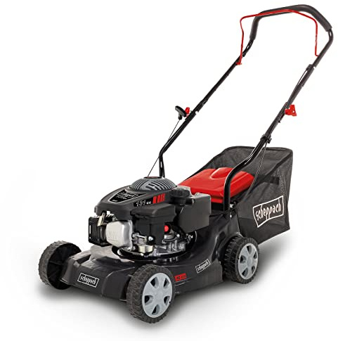 Scheppach MP132-40 Benzin-Rasenmäher - 3,3 PS | 40 cm Schnittbreite | 3-fache Schnitthöhenverstellung | 35 Liter Fangkorb | leicht & platzsparend | große Laufräder | Rasenmäher ohne Antrieb