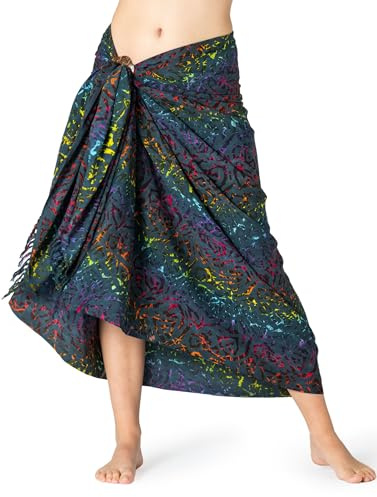 PANASIAM Sarong Tuch - L & XXL Pareo Tuch blickdicht - Lunghi Strandtuch | für Damen & Herren, als Wickelrock oder luftiges Strandkleid, leichtes Bikini Cover-up, handgefertigtes Unikat handgefärbt