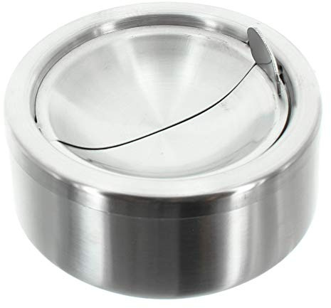 Aschenbecher aus Edelstahl mit Klapp-Deckel, Sturmaschenbecher Klappaschenbecher Ø12 cm