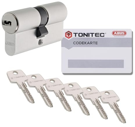 ToniTec Zylinderschloss TEC440 by ABUS Schließzylinder gleichschließend als Doppelzylinder Größe 40/45 mm mit 6 Schlüssel und Codecard