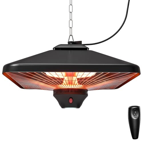 Outsunny Infrarotstrahler 2000 Watt mit Fernbedienung 2 Heizstufen Schwarz | Heizstrahler, Schutzhülle, LED-Anzeige, Elektrisch, Wärmestrahler, Quarzstrahler, Terrassenheizer, Infrarotheizung