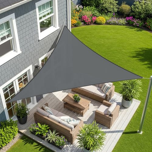 Sunnylaxx 3x3x3m Sonnensegel Dreieckig, Wasserdicht Sonnenschutz Sunsegel Color Anthrazit, 95% UV-Schutz,für Außenbereich,Garten