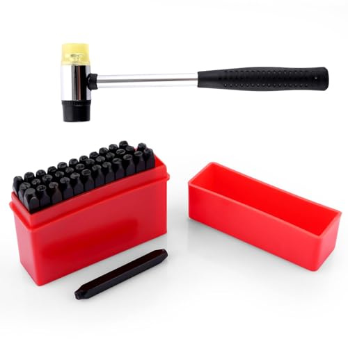 LOLYSIC 37 Stück Schlagzahlen 3mm Schlagbuchstaben Metall, Alphabet A-Z Nummer 0-9, Buchstaben Stanzer Klein Schlagstempel Zahlen, Schlagbuchstaben Set zum Stempeln von Metall, Leder & Holz
