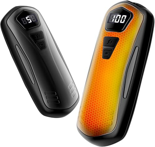 Handwärmer Elektrisch 2er Set,Taschenwärmer Wiederverwendbar mit 6000mAh,5 Stufen Heizung,Tragbarer USB Handwärmer Aufladbar,Hand Warmers Outdoor Camping Heizung Geschenk für Frauen Männer (Schwarz)