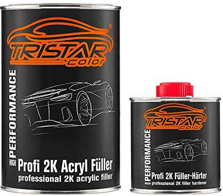 TRISTARcolor 2K HS Füller Set Grundierung grau 1,3 kg + Härter f. Autolack | Epoxyfüller & Härter für Autolack, gleicht Unebenheiten aus, Korrosionsschutz, High Solid, Made in Germany