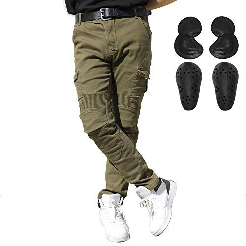 Alpha Rider Motorradhose Herren Jeans Textil Motorrad Hose mit Protektoren, Sportliche Motorrad Hose mit Oberschenkeltaschen Armee Grün L