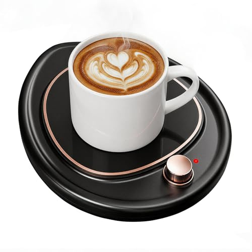 MQUPIN Kaffeebecherwärmer, Tassenwärmer für Schreibtisch, Elektrischer Kaffeewärmer 2 Temperatureinstellungen, Getränkewärmer, Tee, Milch, Kerzenwärmer, Büro, Schlafzimmer (Schwarz)