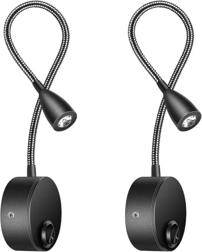 Leselampe Wandmontage LED Bett Leseleuchte 3W Bettleuchte Schwanenhals Lampe warmweiß 2 Pack Hell Nachtbeleuchtung Leselicht Wandlampe für Schlafzimmer
