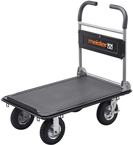 Meister Plattformwagen "super cross-over" - Klappbar - Bis 300 kg Tragkraft - Feststellbremse / Transporthilfe mit Lenkrollen / Paketwagen mit Luftbereifung / Klappwagen aus Stahl / 8985700