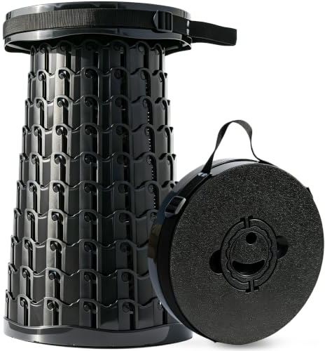 ALEVMOOM Verbesserter Tragbarer Klapphocker mit Kissen,Teleskop-Klapphocker für Erwachsene,noch stabilerer Campinghocker mit Einer Tragfähigkeit von 450 kg,für Outdoor-Gartenwanderungen,Grillen