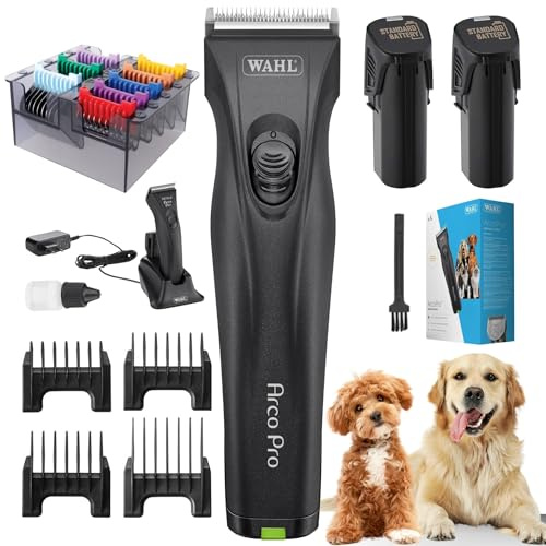 Agrarzone Edition Wahl Arco Pro Hundeschermaschine 2 Akkus - mit Aufsteckkamm Set - Schermaschine Hund Moser mit hervorragender Leistung - Rasierer, Trimmer, Tierhaarschneider & Katzen