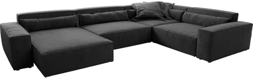 Wohnlandschaft Sirpio XL Mikrofaser Schwarz 360x260 cm Recamiere variabel