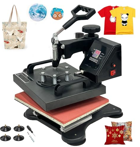 SDKEHUI Hitzepresse Transferpresse Schwarz 25x30cm, Heißpresse Maschine Textilpresse Multifunktionale Sublimation T-Shirtpresse 360-Grad-Drehbar, Keine Montage erforderlich