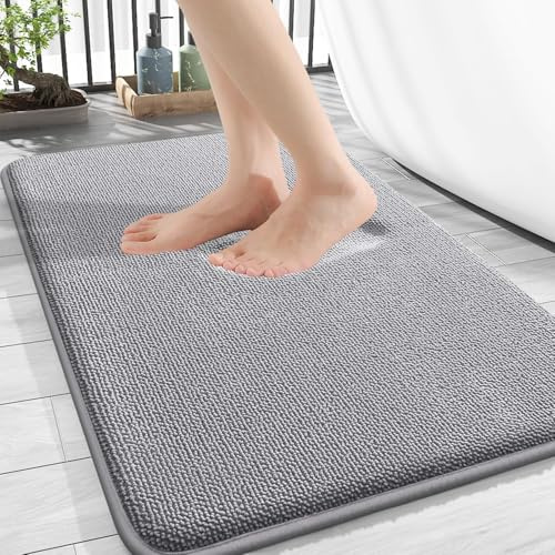 Homaxy Memoryschaum Badezimmerteppich Weich Badematte rutschfest Waschbar Dick Badteppich Saugfähig Badvorleger Bad Teppich Duschvorleger für Badezimmer - 40x60 cm, Grau