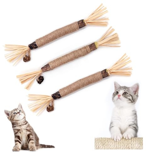 ANMOYIXIA Katzenminze Sticks Kaustangen Katze Katzensticks Katzen Kauhölzer Sticks für Katzen Zahnpflege und Gegen Mundgeruch (3 Stück)