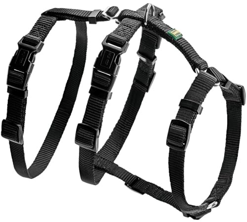 HUNTER Sicherheitsgeschirr VARIO RAPID, Panikgeschirr mit extra Bauchgurt, ausbruchssicher & verstellbar, auch als klassisches Y-Geschirr nutzbar, leichte Klickverschlüsse, Farbe: schwarz, Größe: S-M