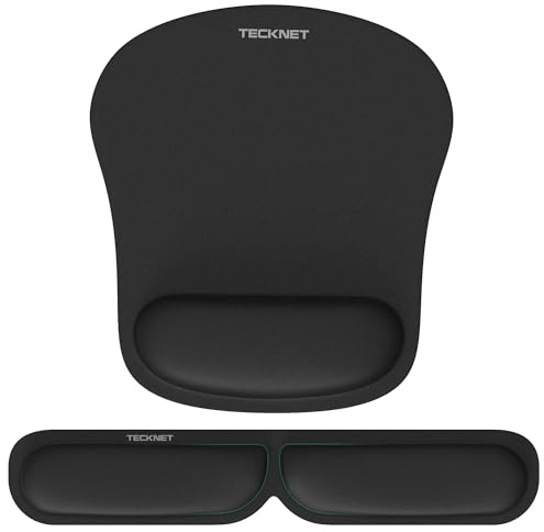TECKNET Mauspad mit Handauflage, Ergonomische Memory Foam Tastatur Handgelenkauflage mit Mauspad 2-in-1, Löst Handgelenkschmerzen, Wasserdicht Komfort für Büro/Home, Alle Maus Tastatur, Laptop