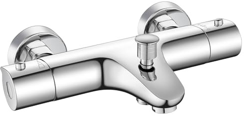 Badewannenarmatur mit Thermostat, Aufputz Duscharmatur Thermostat Wannenarmatur aus Messing, Mischbatterie Dusche für die Badewanne, Mit Sicherheitssperre Bei 38°, Chrom