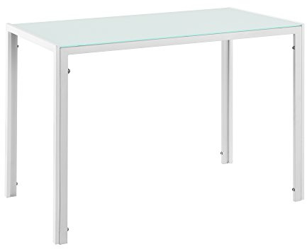 [en.casa] Esstisch 105x60x75cm Tischplatte aus Glas Weiß