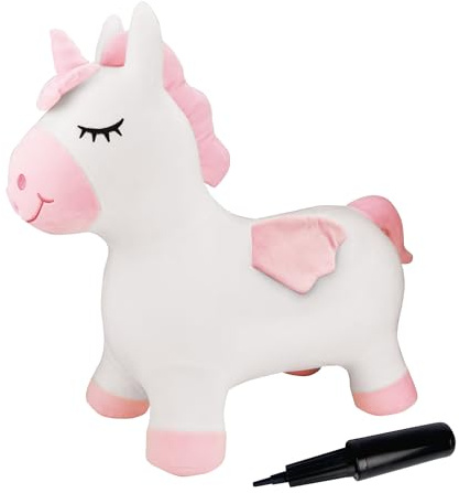 Lexibook Aufblasbares Hüpf-Einhorn, Inbegriffenen manuellen Pumpe, Sicherer und widerstandsfähiger Kunststoff -Abnehmbarer und waschbarer Bezug- Rosa, BGP050UNI