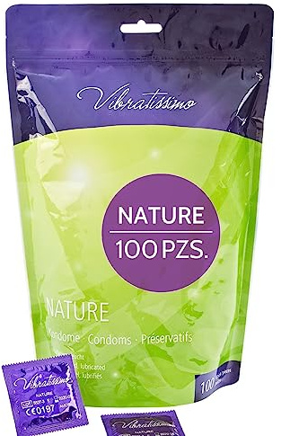 VIBRATISSIMO Kondome Nature 100er Pack | Premium Box extra feucht | dünne Wandstärke & Naturfarben | Verhütung Männer | b=53 mm