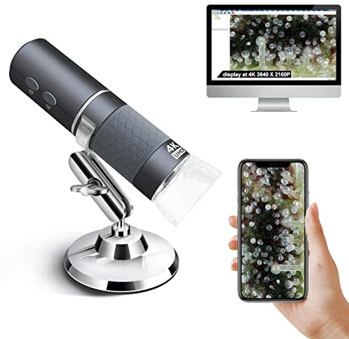 Ninyoon 4K WiFi Mikroskop für iPhone Android, 50 bis 1000X USB Digital Mikroskop Wireless Super HD Endoskopkamera Kompatibel mit Allen Handys iPad Android Tablet Windows Mac
