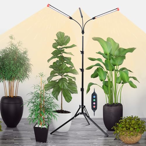 Orchbloom Pflanzenlampe Vollspektrum für Zimmerpflanzen 27W mit Ständer, Pflanzenlicht mit High PPFD Wachstumslampen für Gewächshaus Garten, Blumen, Gemüse, Hydroponik, 4/8/12/16H Auto Timer