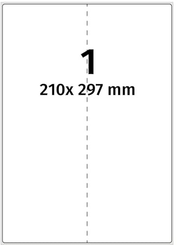 Labelident Wetterfeste Folienetiketten auf A4 Bogen, weiß - 210 x 297 mm - 100 Polyester Etiketten auf 100 Bogen, selbstklebende PET Aufkleber, matt