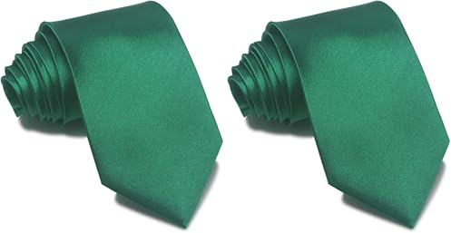 MAIANY Herren Krawatten, Klassische 8 cm Satin-Krawatte in einfarbigem Design, Klassische Hochzeit Krawatte für Büro oder Festliche Veranstaltungen (dunkelgrün)