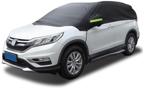 Halbgarage für Auto SUV Ninonly Auto Abdeckplane Halbgarage Wasserdicht Outdoor Autoabdeckung Halbgarage Mit Haken Und Riemen Passend Für Autos, SUVs Schwarz (SUV Up to 4.5-5.5M)