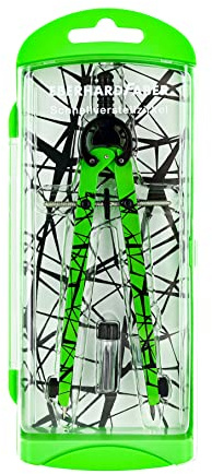 Eberhard Faber 571703 - Schnellverstellzirkel neon grün, Zirkel Set mit Ersatzteilen und Zirkelminen