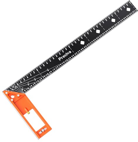 Anschlagwinkel, Preciva Präziser Universal Kombiwinkel aus Metall mit Linealanschlag zum präzisen Anreißen & Zeichnen mit Multiwinkel Anschlaglineal Winkelmesser Profi Messwerkzeug (40cm)