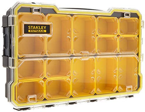 STANLEY FatMax Profi-Organizer Sortimentskasten Sortierbox Zubehörbox (zum Verstauen und Transportieren von Kleinteilen und Zubehör, transparent, kratz-und schlagfest, stapelbar) FMST1-75779