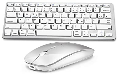 DE Layout Tastatur Maus Set Kabellos, Bluetooth Tastatur mit Maus für Tablet/iPad/Laptop/Phone, Kompakte mit iOS/Android/Windows Computer Integrated Machine