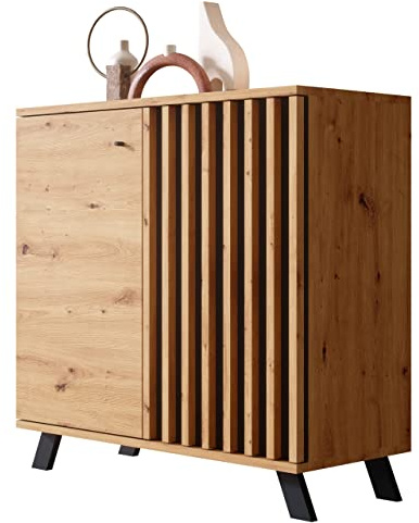 Newroom Kommode Wildeiche Anthrazit Sideboard Modern Vintage - 80x85x40 cm (BxHxT) - Highboard Anrichte - [Barea.Two] Wohnzimmer Schlafzimmer Flur Esszimmer