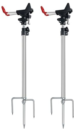 Leeko Rutenhalter, Angelrute Halter 2 Stück Edelstahl Universal Ruten Ständer 360°Verstellbar Angelrutenhalter Angelzubehör