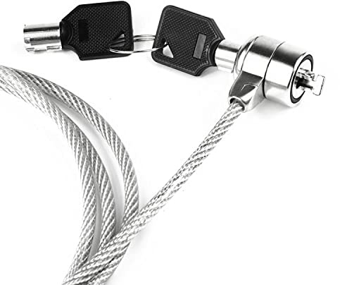 Cable Technologies Sicherheitskabel aus Stahl, 110 cm, für Notebook mit Vorhängeschloss, Kensington Sicherheitssteckplätze, Schlüsselverschluss, 2 Schlüssel, Schutzverriegelung, PVC-Beschichtung